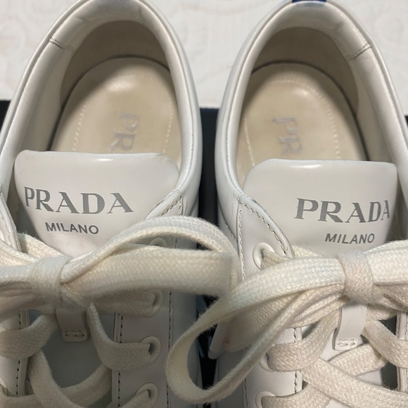 Prada Sneakers with Silver/Blue Triangle Logos - Picture 3 of 10